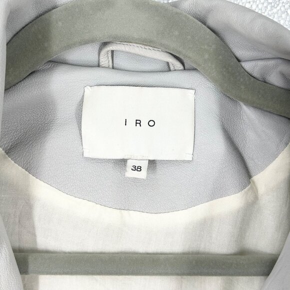 Iro Luiga Gray Leather Moto Biker Jacket - Picture 13 of 14